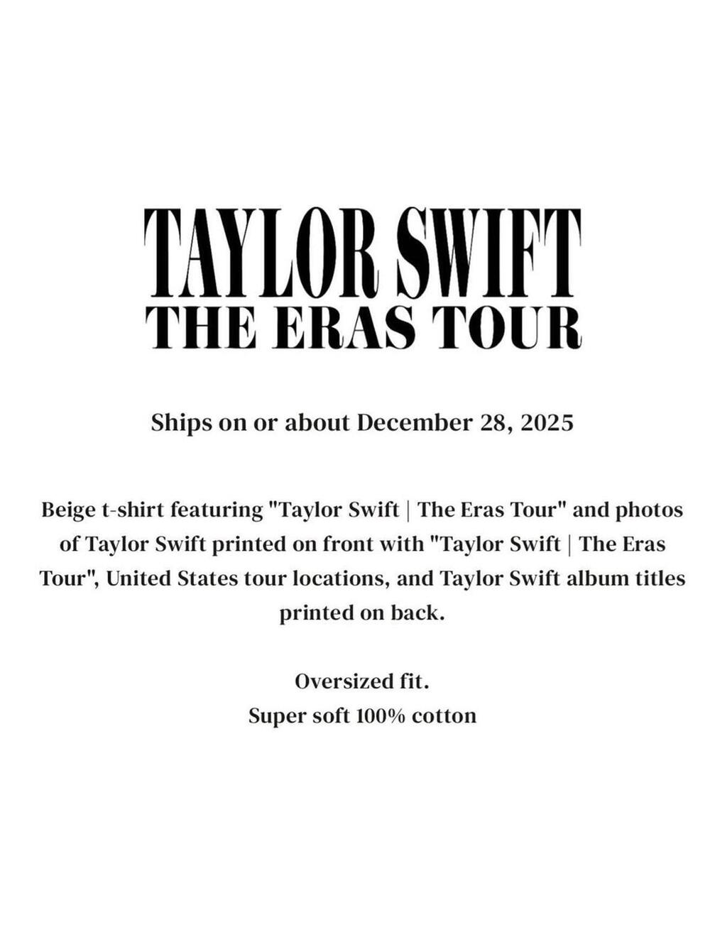 Taylor Swift Eras Tour Through LA Beige T-Shirt Medium - Picture 4 of 4